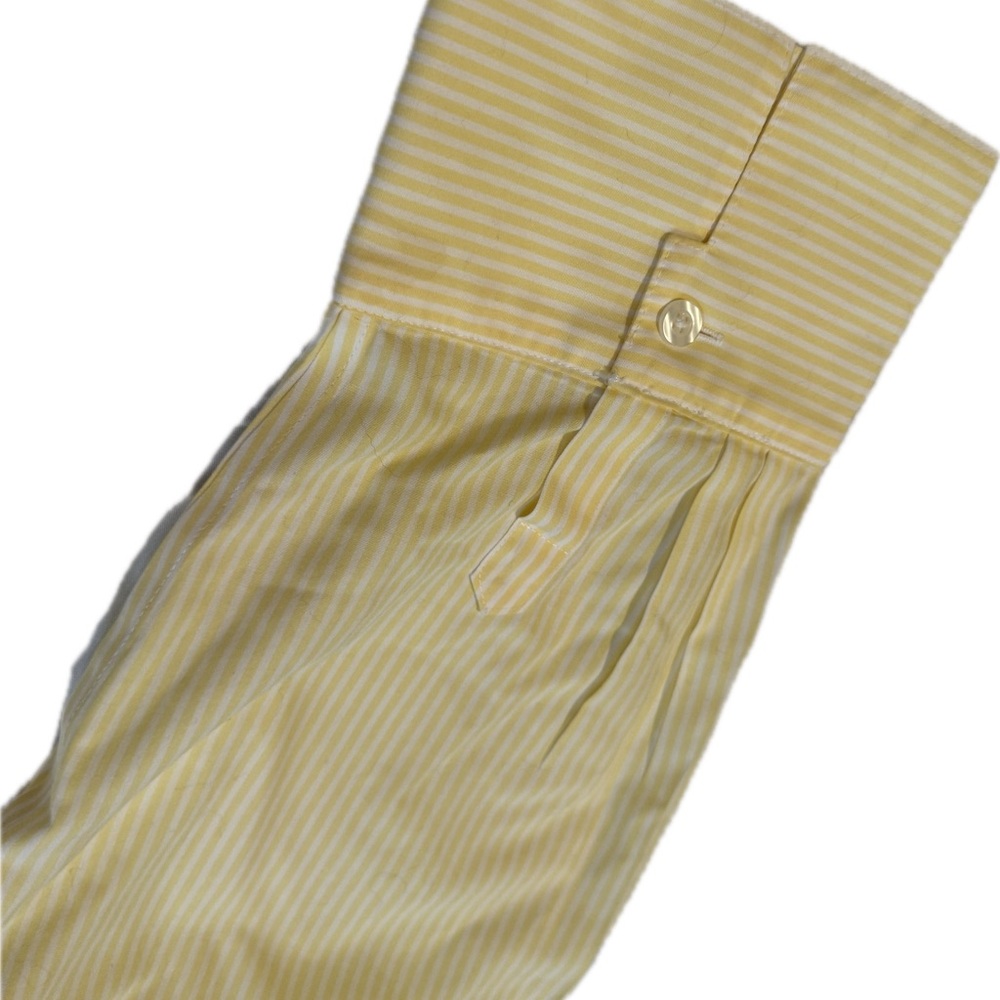 Chico's Striped Butter Yellow Button Down Shirt Sz 2 - Picture 9 of 11